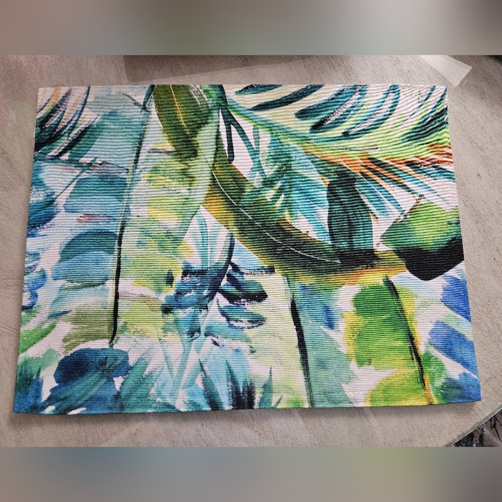 Tropical Leaf Print Bath Mat